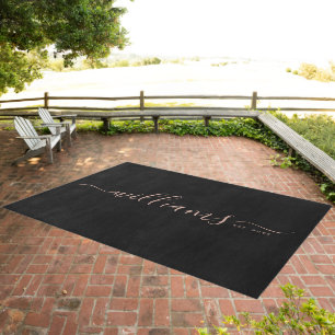 Handwritten Rose Gold Family Name  Outdoor Rug