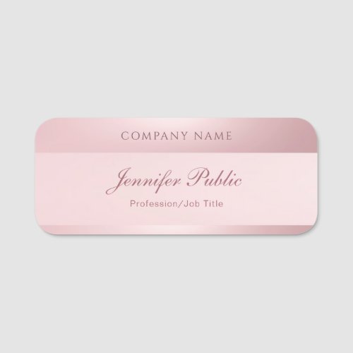 Handwritten Rose Gold Script Name Template Elegant Name Tag