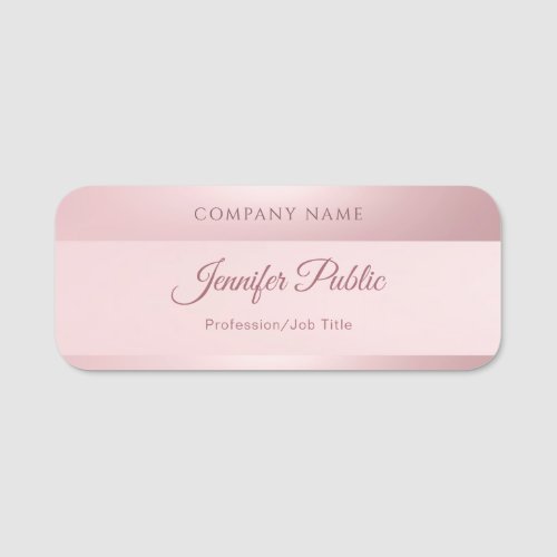 Handwritten Rose Gold Template Elegant Modern Name Tag