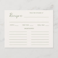 Handwritten Sage Green Bridal Shower Recipe