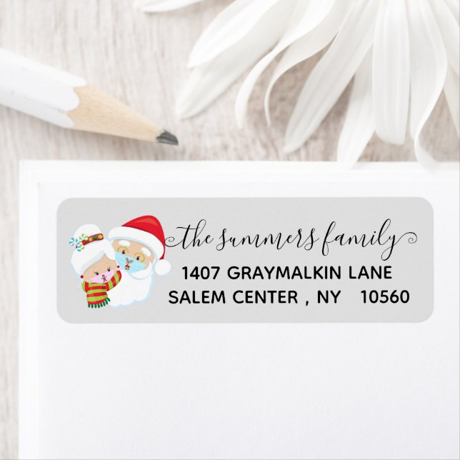 Handwritten Santa Mrs Claus Christmas 2020 Address Label (Insitu)