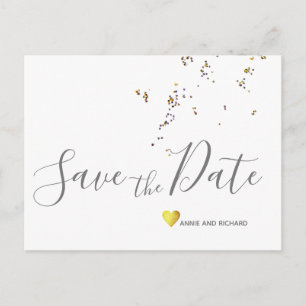 Handwritten Save the Date confetti love wedding Announcement Postcard
