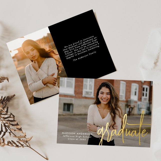 Handwritten Script 2 Photo Graduation Announcement (Creator Uploaded)