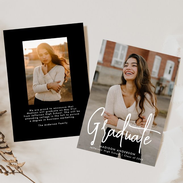 Handwritten Script 2 Photo Graduation Announcement (Creator Uploaded)