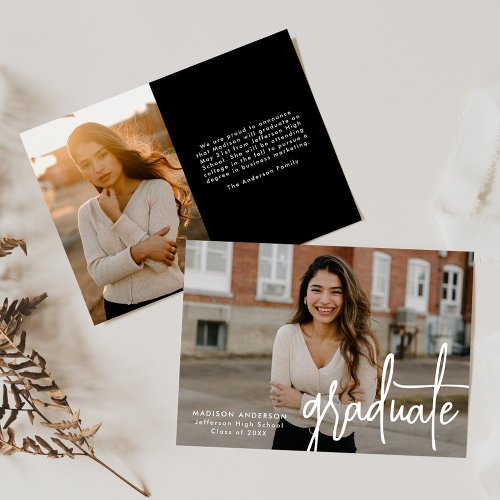 Handwritten Script 2 Photo Graduation Announcement