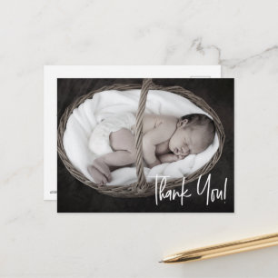 Handwritten script Baby Boy Photo baby shower Postcard