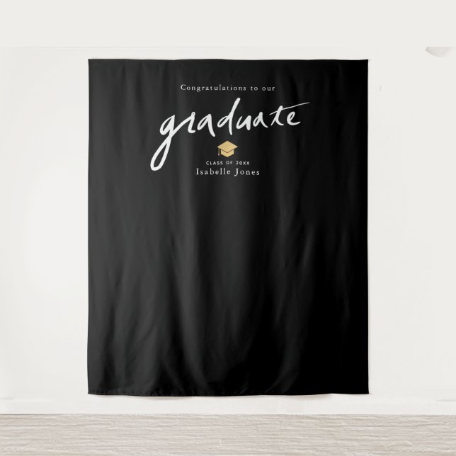 Handwritten Script Backdrop Prop White Graduation (Front)