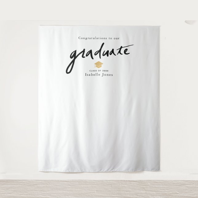 Handwritten Script Backdrop Prop White Graduation (Front)