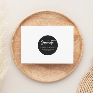 Handwritten Script Black White Graduation Classic Round Sticker