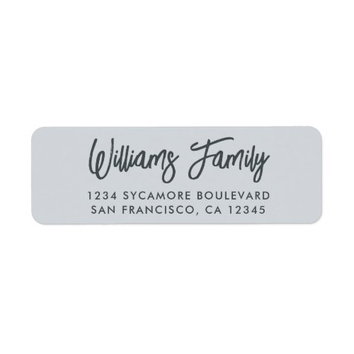 Handwritten Script Blue Family Return Address Label