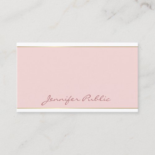 Handwritten Script Blush Pink Gold Template Chic Business Card