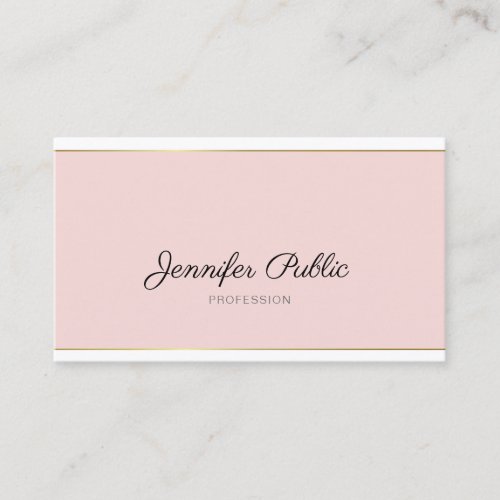 Handwritten Script Blush Pink Gold Trendy Design Business Card