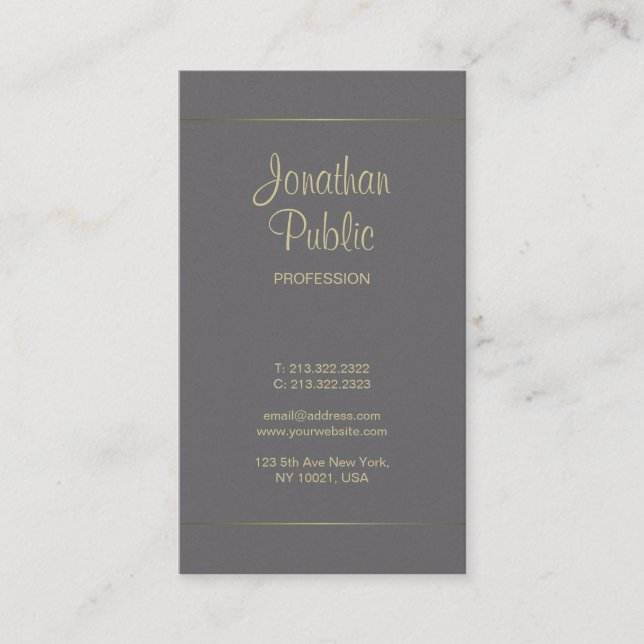 Handwritten Script Calligraphy Stylish Plain Luxe Business Card (Front)