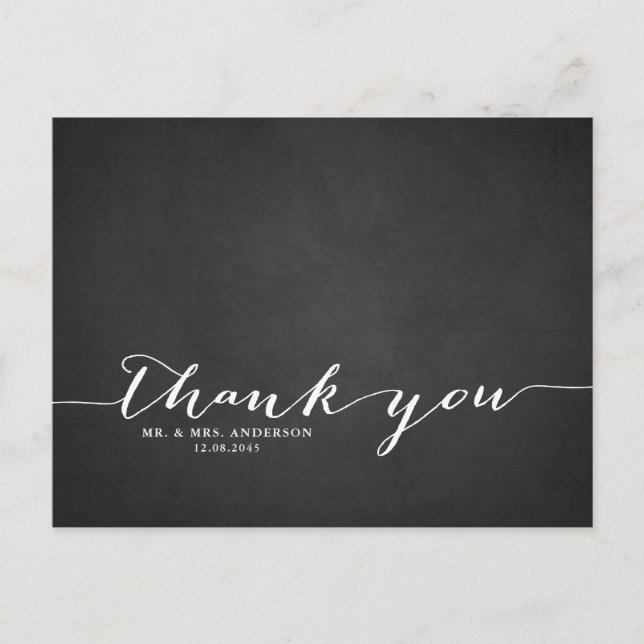Handwritten Script Chalkboard Thank You Postcard (Front)