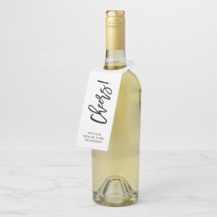 Handwritten Script Cheers Bottle Hanger Tag