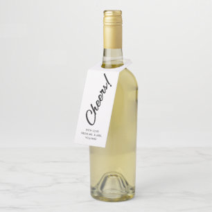 Handwritten Script Cheers Bottle Tag