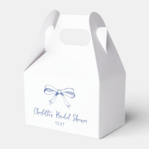 Handwritten Script Coquette Bow Blue Bridal Shower Favor Boxes