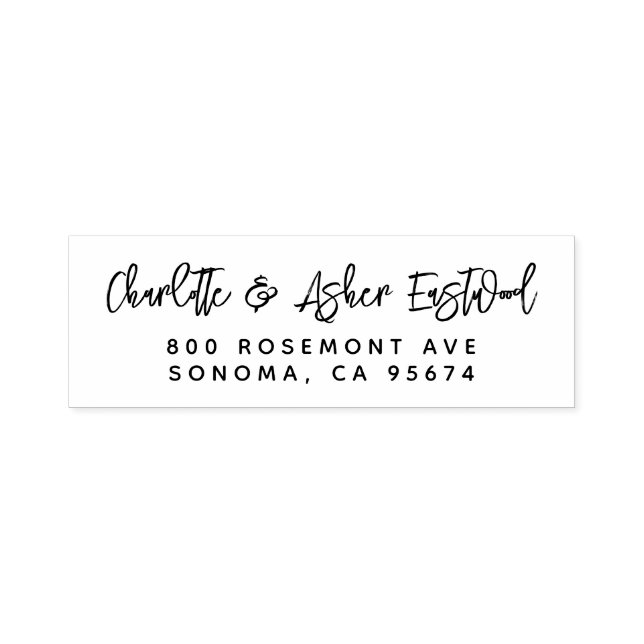 Handwritten Script Couples Name Return Address Self-inking Stamp (Design)