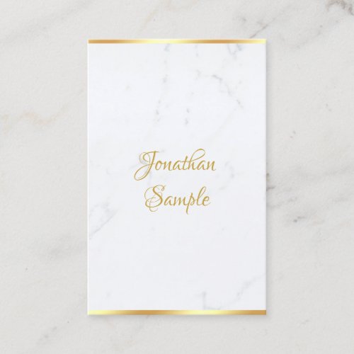 Handwritten Script Elegant Classy Marble Gold Business Card