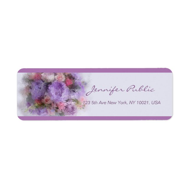 Handwritten Script Elegant Flowers Painting Trendy Label (Front)