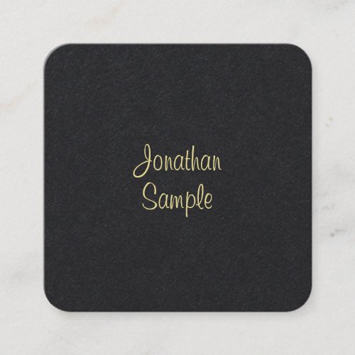 Handwritten Script Elegant Luxurious Premium Black Square Business Card