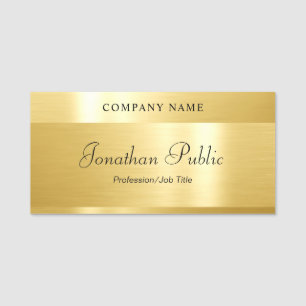 Handwritten Script Elegant Modern Glamorous Gold Name Tag