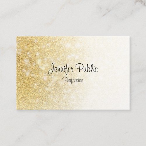 Handwritten Script Elegant Modern Gold Glitter Business Card