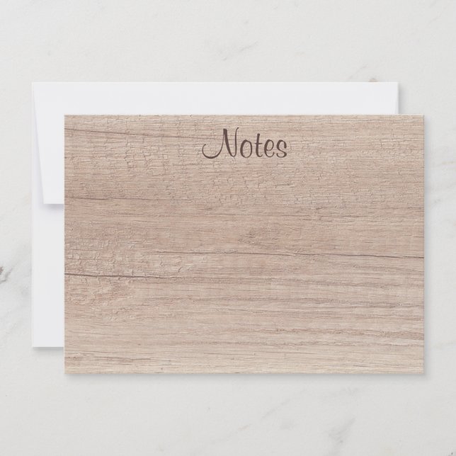 Handwritten Script Elegant Natural Wood Look Note Card (Front)