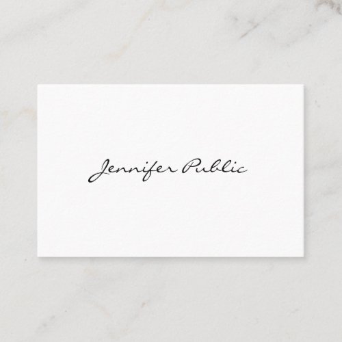 Handwritten Script Elegant Sleek Modern Plain Business Card