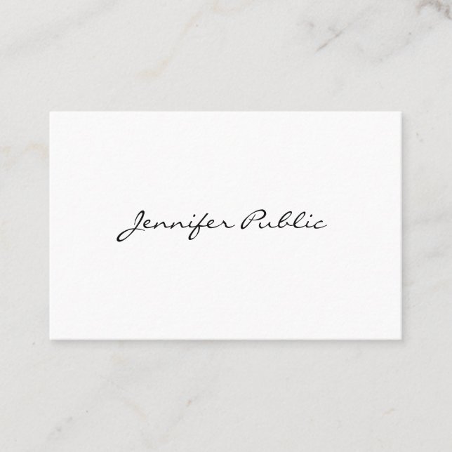 Handwritten Script Elegant Sleek Modern Plain Business Card (Front)
