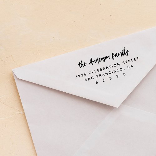Handwritten Script Family Name Return Address Rubber Stamp