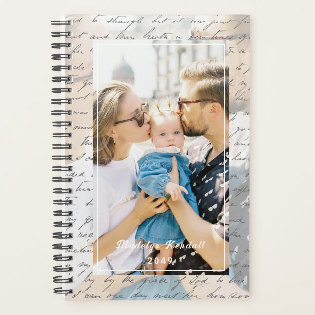 Handwritten Script Family Photo Personalized Planner (Front)