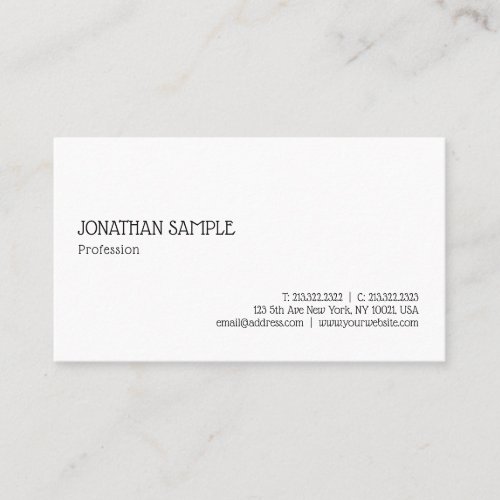 Handwritten Script Font Simple Template Modern Business Card