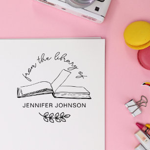 Handwritten Script From The Library Of Book Rubber Stamp