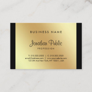 Handwritten Script Glamour Black Gold Luxe Elegant Business Card