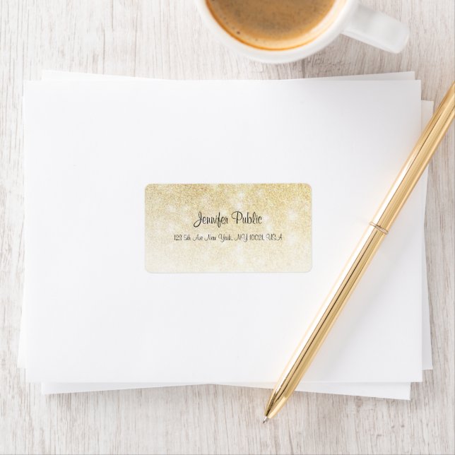 Handwritten Script Gold Glitter Simple Template Label (Insitu)