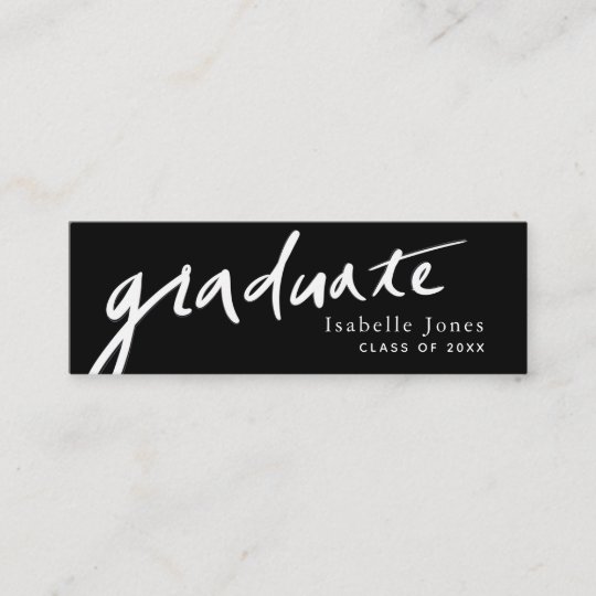 Handwritten Script Graduate Black Mini Business Card | Zazzle.com