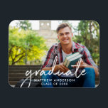 Handwritten Script Graduate Photo Graduation Magnet<br><div class="desc">Modern Trendy Handwritten Script Graduate Photo Graduation Announcement Magnet</div>