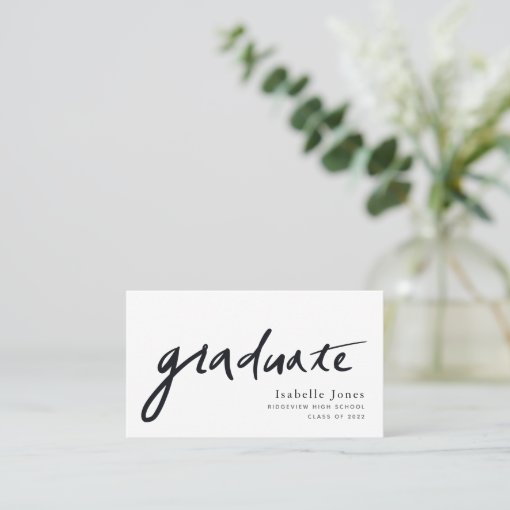 Handwritten Script Graduate White Business Card | Zazzle