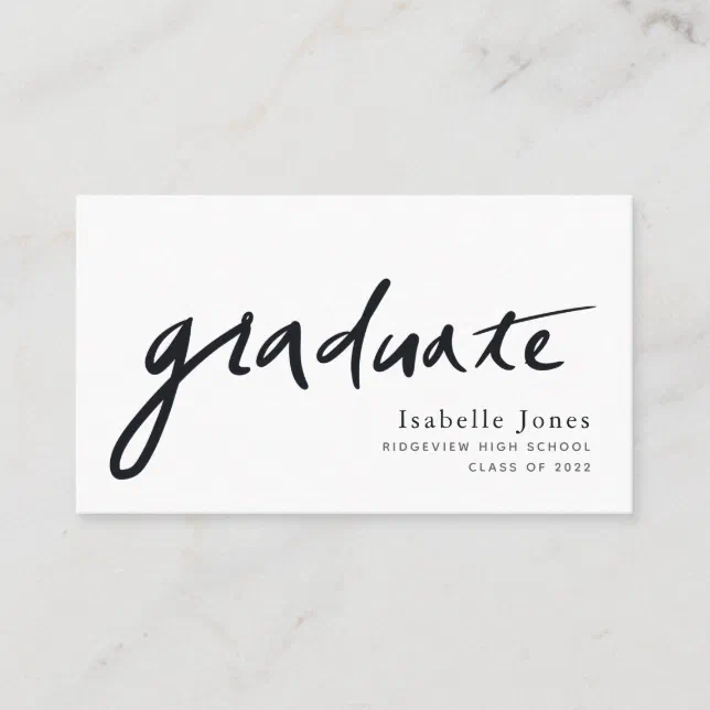 Handwritten Script Graduate White Business Card | Zazzle