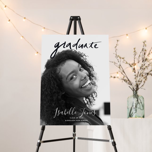 Handwritten Script Graduation Photo Foam Board (In Situ (Stand))