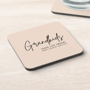 Handwritten Script Grandkids make life Grand  Beverage Coaster