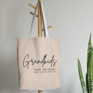 Handwritten Script Grandkids make life Grand Tote Bag