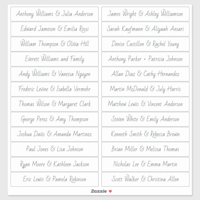 Handwritten Script Guest Names Labels White (Sheet)