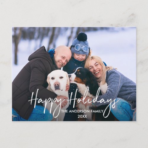 Handwritten Script Happy Holidays Photo Postcard