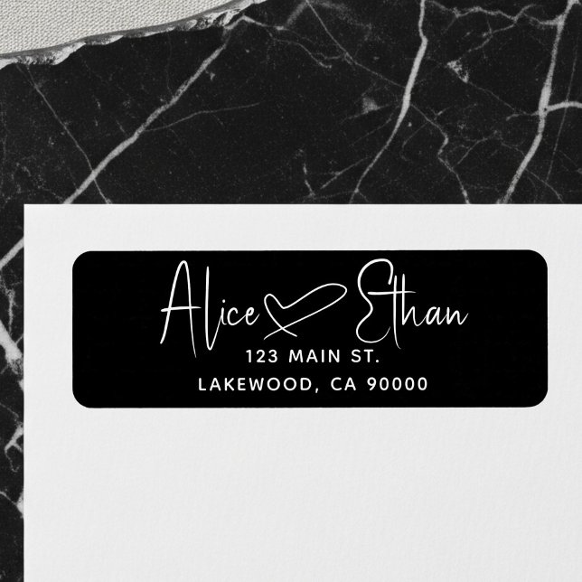 Handwritten Script Heart Modern Black Label (Creator Uploaded)