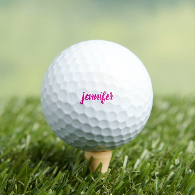 Handwritten Script Initial Pink Monogram Name Golf Balls (Insitu Tee)