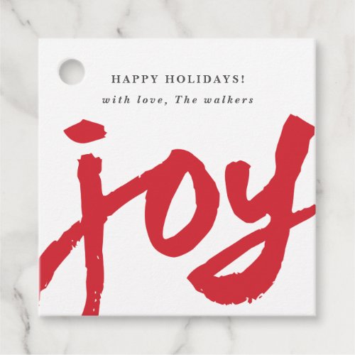 Handwritten Script Joy Red Christmas Holiday Gift Favor Tags