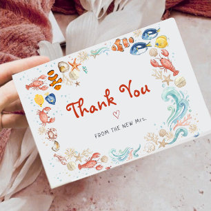 Handwritten Script Lobster Bridal Shower Thank You