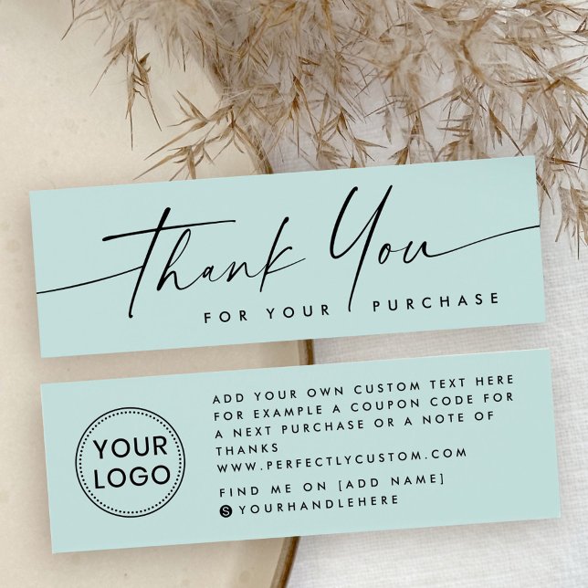 Handwritten script logo blue thank you insert card (Handwritten script logo blue thank you insert card)